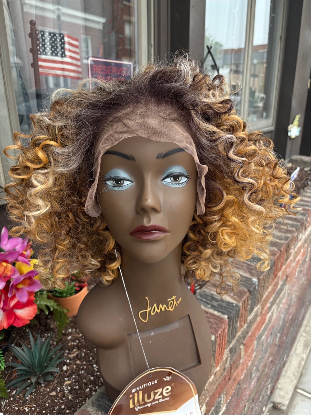 Curly Lace Front Wig - Honey Blonde Ombre